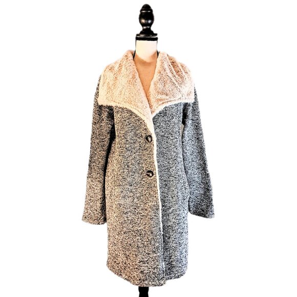 Steve Madden Sylish Faux Fur Shawl Collar Women’s Jacket Size L - Picture 2 of 10